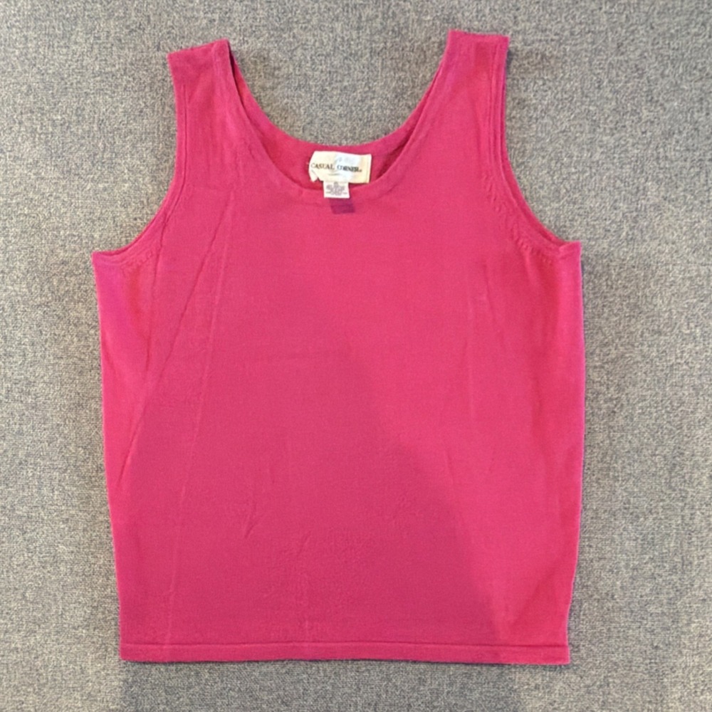 Casual Corner Sleeveless Knit Tank Top Scoop Neck Pink Pullover Acrylic Cotton M